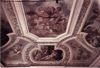 Herrenhausen (Hannover), Residential Palace, Tommaso Giusti: Triumph of the Truth (1694 ̶ 1700), colour photography from 1943/1945 of the ceiling decoration destroyed shortly afterwards